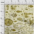 thumbnail image 2 of oneOone Georgette Viscose Olive Green Fabric Asian Block Fish Craft Projects Decor Fabric Printed By The Yard 42 Inch Wide, 2 of 4