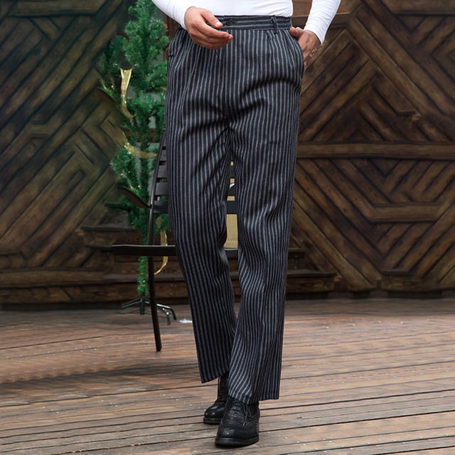 Ceisia Pantalon Habillé en Coton à Rayures Rétro Droit Décontracté pour Homme, Cadeau, Doux, Structuré, Mince, à Rayures, Multicolore