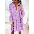 thumbnail image 2 of U.Vomade Nouvelle Robe Mini Ample Léopard Femme Décontractée Rose Col en V Manches à Volants Jupe Chemise de Fête Femme Plage Robe Bohème, 2 of 4