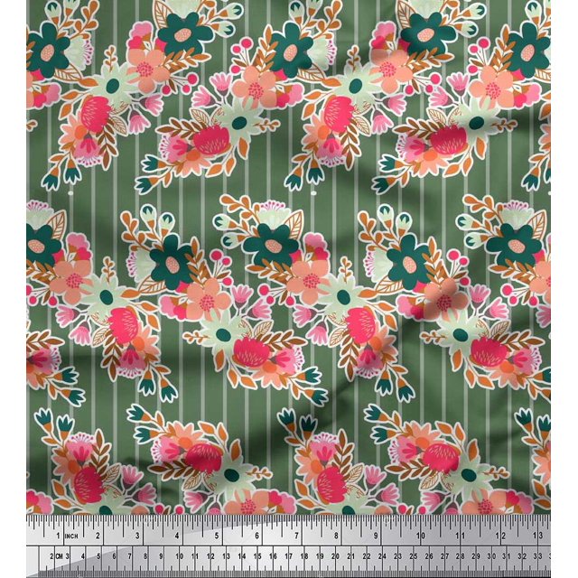 Soimoi Orange Poly Georgette Fabric Flying Woodpecker Bird Print Sewing Fabric Yard 42 Inch Wide