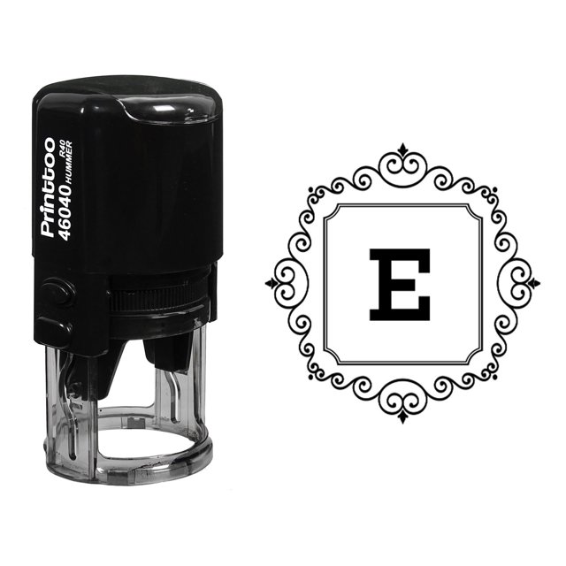 Printtoo Carré Tourbillon Bord E Alphabet Monogramme Initial Bureau Papeterie Auto Encrage R-40 Tampon en Caoutchouc