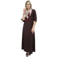 thumbnail image 4 of Bimba Robe Longue Maxi Brune pour Femme avec Foulard à Franges, Robes Boho de Designer-4, 4 of 9