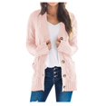 thumbnail image 1 of CHUANK Womens Boho Patchwork Cardigan Long Sleeve Open Front Knit Sweaters Coat Pockets Pink S, 1 of 6