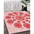 thumbnail image 3 of Ahgly Company Tapis d'Intérieur Lavable à la Machine, Carré, Transitionnel, Rose, Tapis de Zone, 4 Pieds Carré, 3 of 7