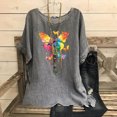 thumbnail image 2 of QATAINLAV Hauts d'Été pour Femmes en Coton et Lin de Plage Mode Tunique à Imprimé Papillon T-Shirts Amples Décontractés Col Rond Manches Courtes Blouses Fluides en Liquidation Liquidation Gris G, 2 of 8