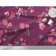 thumbnail image 2 of Soimoi Moss Tissu Georgette Feuilles et Fleurs Roses Tissu Imprimé 1 Yard 42 Pouces de Large, 2 of 3