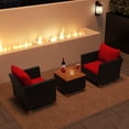 thumbnail image 4 of Costway Ensemble de Mobilier d'Extérieur en Rotin pour Patio 3 Pcs Dessus de Table en Bois Sofa Coussiné Rouge, 4 of 10