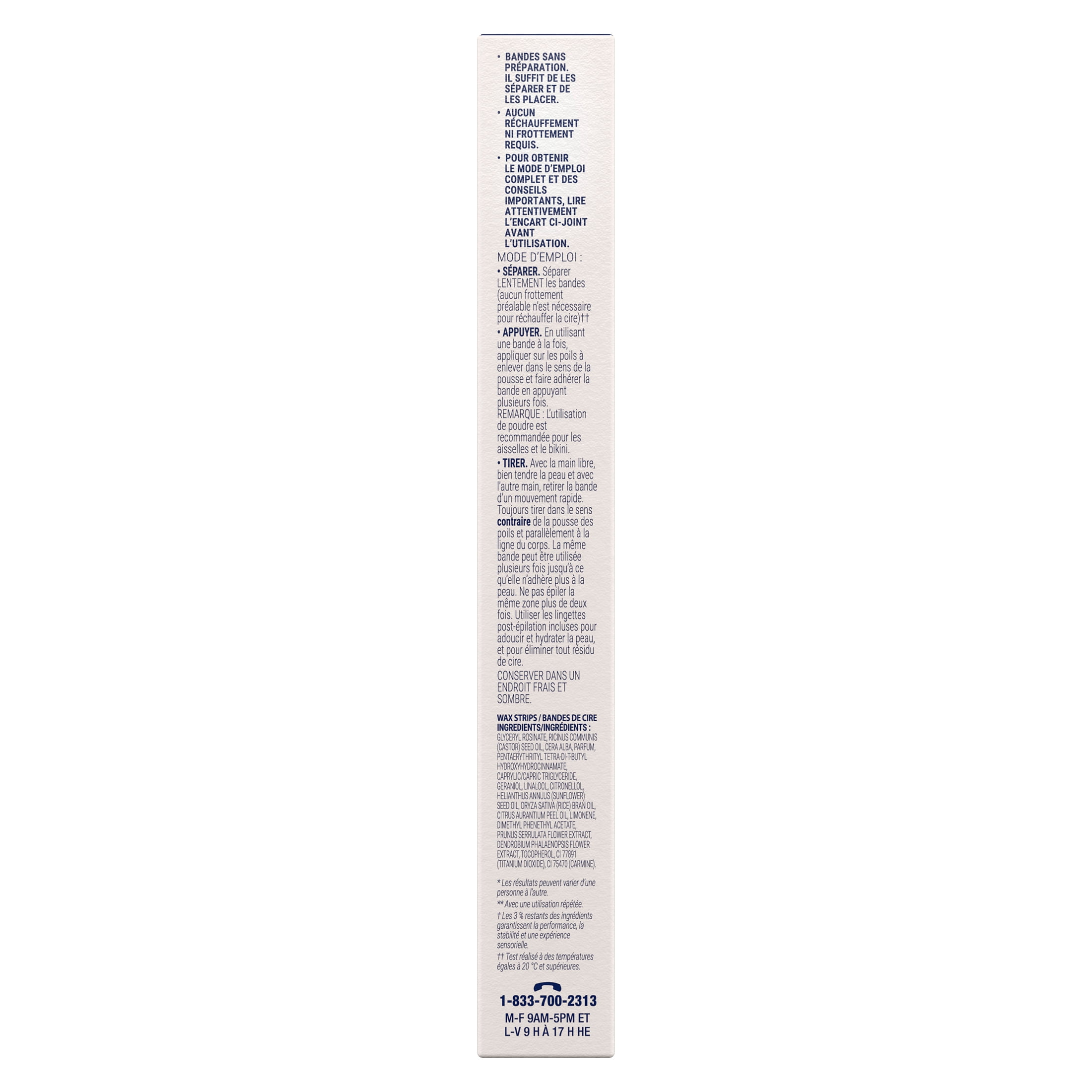 Nair Bandes de cire prêtes pour les jambes et le corps avec huile de son de riz, 40 bandes + 4 lingettes de finition