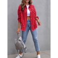 thumbnail image 4 of SEARIPE Women‘s Casual Denim Jacket Frayed Hem Ripped Long Sleeve Jean Jacket With Pockets Pink M, 4 of 5