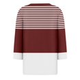 thumbnail image 4 of FAIWAD Hauts pour Femmes Classiques à Rayures Color Block T-Shirts Habillés Décontractés Col en V Manches 3/4 Blouses, 4 of 5