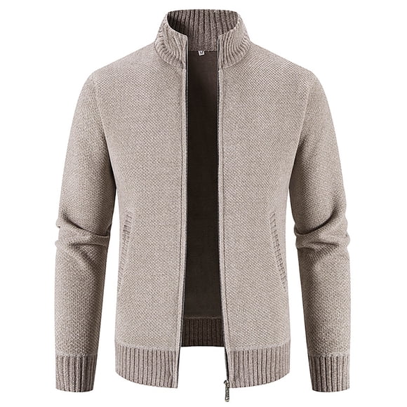 EGNMCR Jackets for Men Men's Fashion And Winter Stand Collar Sweater Casual Fleece Jacket