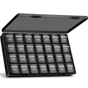 WANGQI Large Weekly Pill Organizer 4 Times a Day, 7-Day Pill Boxes and Organizer AM PM, Big Compartments Pill Case, Monthly Medication Organizer 29 Days Dispenser for Fish Oils