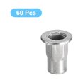 thumbnail image 3 of Unique Bargains M4 Half Hex Body Rivet Nuts, 60 Pack 304 Stainless Steel Flat Head Threaded Insert Nuts, 3 of 5
