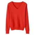 thumbnail image 1 of Timegard Chandails pour Femmes Col en V Tricot Chandail Automne Hiver Décontracté Ajusté Confortable Manches Longues Hauts, 1 of 5