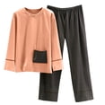 thumbnail image 2 of Cadeau TIMIFIS Roses Femmes Ensembles de Pyjama en Molleton Hauts à Manches Longues et Pantalons Ensembles de PJs Joggers Tenue d'Intérieur en Peluche Vêtements de Nuit avec Poches Printemps/été, 2 of 6