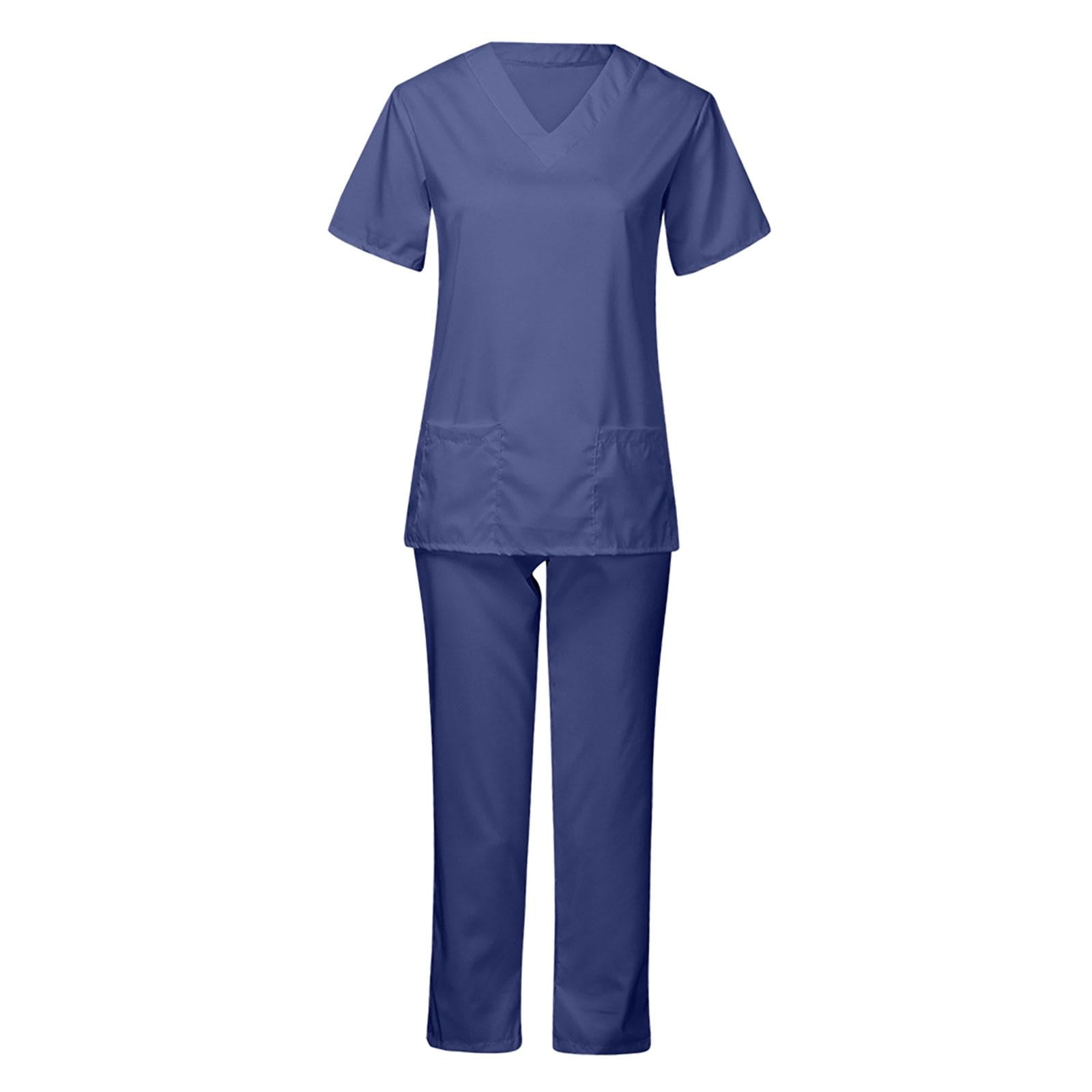 Milaget Ensemble de Sarraus pour Femmes Haut et Pantalon de Sarrau Extensibles Ensemble d'Uniforme d'Infirmière Uniformes de Soins L