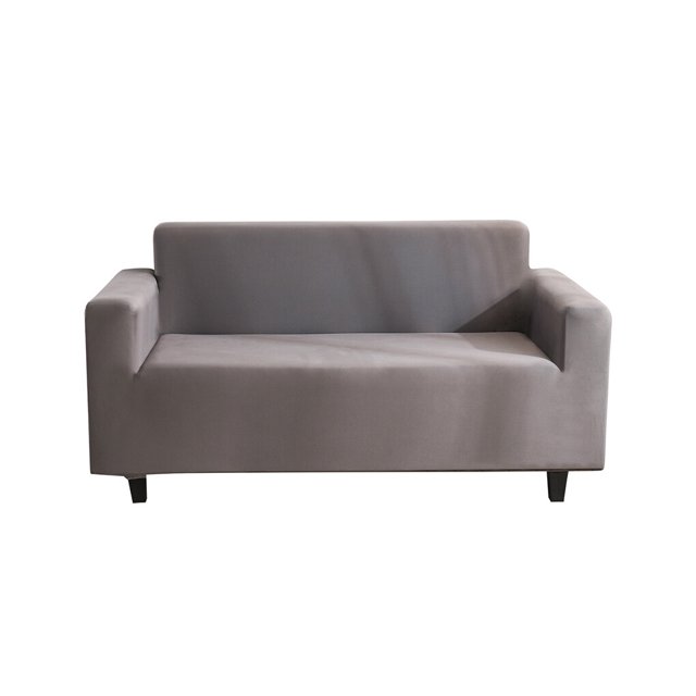 Maoww Solid Color Sofa Cover Elastic Couch Dust-proof Anti-slide Slipcover 1/2/3/4 Seater Covers Protector Full Coverage Silver gray XL