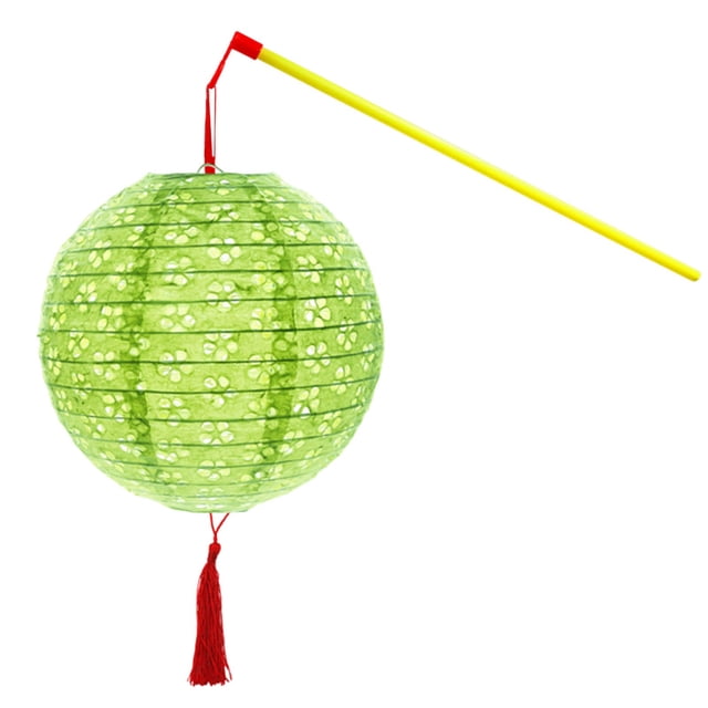 Chinese Paper Lanterns With LED Lights Hollow Out Hanging Asia Japanese Paper Lamps With Tassel And Walking Stick