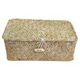 thumbnail image 2 of Storage Box Large Capacity Decorative with Lid Rectangle Vintage Handmade Rattan Snack Cosmetics Organizer Home Supplies, 2 of 8