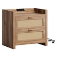 thumbnail image 4 of 2 Piece Night Stand , Rattan Nightstands with Type-C Charging Station, Drawers - Boho Wood Bed Side End Table for Small Space, 4 of 9