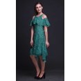 thumbnail image 2 of Bimba Robe Midi à Épaules Dénudées pour Femmes, Tunique Évasée Verte à Imprimé Géométrique, Manches Volantées - XXX-Large, 2 of 6