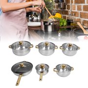 Stainless Steel Pots and Pans Set, Small Induction Cookware Set Non Stick Kitchen Cooking Set with Glass Lids and Ergonomic Handle, Compatible with All Stovetops, Kitchen