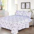 thumbnail image 2 of Ruvanti 100% Cotton Bed Sheets, 4 Pcs Bed Sets, Blue & Yellow Floral King Size Sheets Set, Soft, Breathable, Deep Pocket Sheets, Cooling Bedding Sheets Set Include 1 Flat, 1 Fitted Sheet,2 Pillowcases, 2 of 4