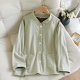 thumbnail image 2 of MeetoTime Womens Pajama Top Fall Winter Striped V-neck Button Long Sleeved Bottoming Shirt Home Clothes, 2 of 7