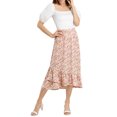 thumbnail image 2 of Unique Bargains Women's Floral Elastic Waist Ruffle High Low Hem Skirts, 2 of 6