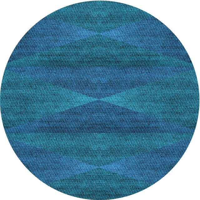 Ahgly Company Tapis d'Intérieur Ronds Transitionnels Lavables à la Machine Bleu Ciel Profond, 7 Pieds Rond