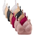 thumbnail image 1 of cfhntfmh 7pc Plus Size Bras for Women Soft Wireless Liftup Pleated Bralettes Front Trim Adjustable Strap Push up Bras, 1 of 2