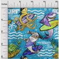 thumbnail image 2 of oneOone Velvet Medium Blue Fabric Ocean Life Craft Projects Decor Fabric Printed By The Yard 58 Inch Wide, 2 of 5