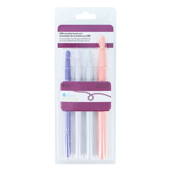 LOVE KNITTING ABS Crochet Hook Set - 4 Pieces, 8-12 mm (0.47 in) Lightweight