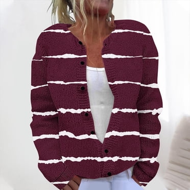 Amzcrzy Cardigans for Women Ladies' Casual Printed Knitted Cardigan with Button Up Jacket and Top Women Cardigan Jackets for Women Womens Long Sleeve Tops Womens Jacket Women's Clothing Womens Tops