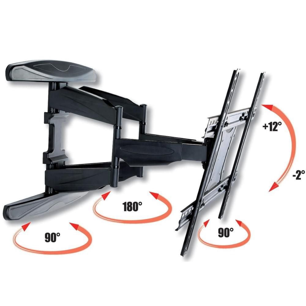 Techly Support mural orientable pour téléviseur LCD/LED de 40" à 80" - Inclinaison de +12°/-2° - VESA jusqu'à 600x400 mm - Capacité de charge jusqu'à 50 kg - Noir