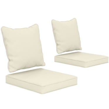 Outsunny Outdoor Chair Cushions with Backrest for Garden Patio, Cream White