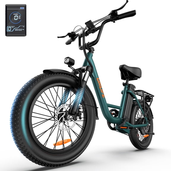 URLIFE 20" Electric Bike for Adults, 1000W Peak Motor, 48V 13AH Remobavle Battery, 7-Speed Mountain Ebike, UL2849-Green