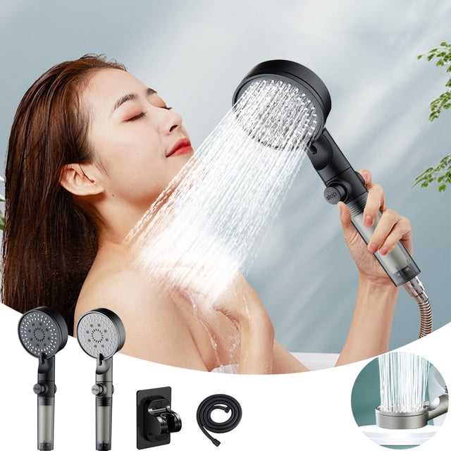 Sentmoon Pomme de Douche Pluie avec Douchette à Main Pomme de Douche Turbo Pomme de Douche à 5 Vitesses Pomme de Douche à 5 Vitesses Réglables Robinet de Douche pour Salle de Bain Pomme de Douche Pomme de Douche de Type Domestique