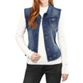 thumbnail image 1 of INSPIRE CHIC Women's Washed Chest Flap Pockets Single Breasted Denim Vest, 1 of 6