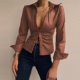 thumbnail image 2 of XZNGL Long Sleeve Blouse Women Classic Solid Color Blouse Slim Buttons Lapel Long Sleeve Tunic Tops Women Tops Long Sleeve Casual Tunic Tops Blouse Tops for Women Casual, 2 of 5