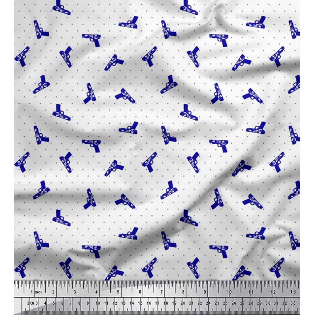 Soimoi Rayon Fabric Dot & Weapon Fabric Prints By Yard 56 Inch Wide