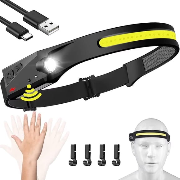 Wrongduck Lampe Frontale à DEL LumiLight Rechargeable, Bande Lumineuse à Faisceau Grand 230 ° avec Détecteur de Mouvement, 5 Modes, Lampe Frontale Étanche et Légère pour le Camping, la Randonnée et l'Utilisation Extérieure