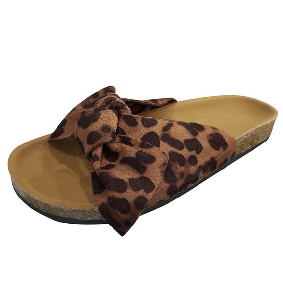 Sandales Pantoufles pour Femmes à Nœud Papillon, Semelle Plate Épaisse, Chaussures de Plage