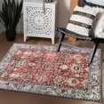 thumbnail image 1 of JV Home Tapis Oushak Rouge Brun 4'x6' Tapis Lavable Antidérapant, 1 of 7