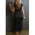 thumbnail image 3 of a.Jesdani Robe Maxi Élégante Noire Froncée - Taille Haute, Col en V, Chic pour Toutes les Occasions, 3 of 8