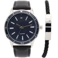 thumbnail image 1 of Men's Black Leather Watch & Bracelet Set, 1 of 3
