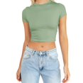 thumbnail image 1 of JIRNDf Hauts pour Femmes T-Shirts d'Été Tendance Mode Manches Courtes Mignon Court Basique Col Rond Coupe Ajustée Blouse pour Femmes Tunique Décontractée Hauts Camouflage m, 1 of 5
