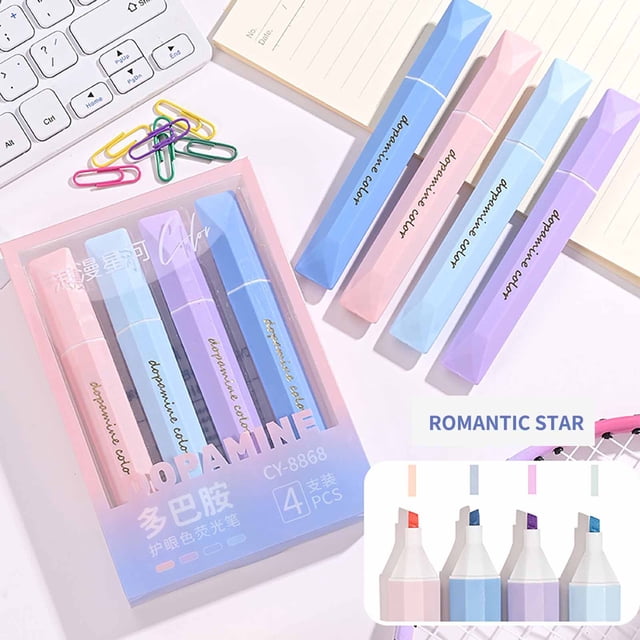 Mini Fluorescent Highlighter Marker Pen Set for Note Taking and Office Use, 5ml, 4-Pack