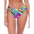 thumbnail image 1 of Ocean Blues Women's Full Coverage Swim Bottoms Sides Drawstring Mid Rise Bikini Bottom Color Block Print Bathing Suit Size S, 1 of 9