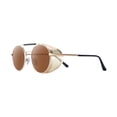 thumbnail image 1 of Retro Round Steampunk Sunglasses Metal Frame Side for Men Women Light Brown Lens, 1 of 7